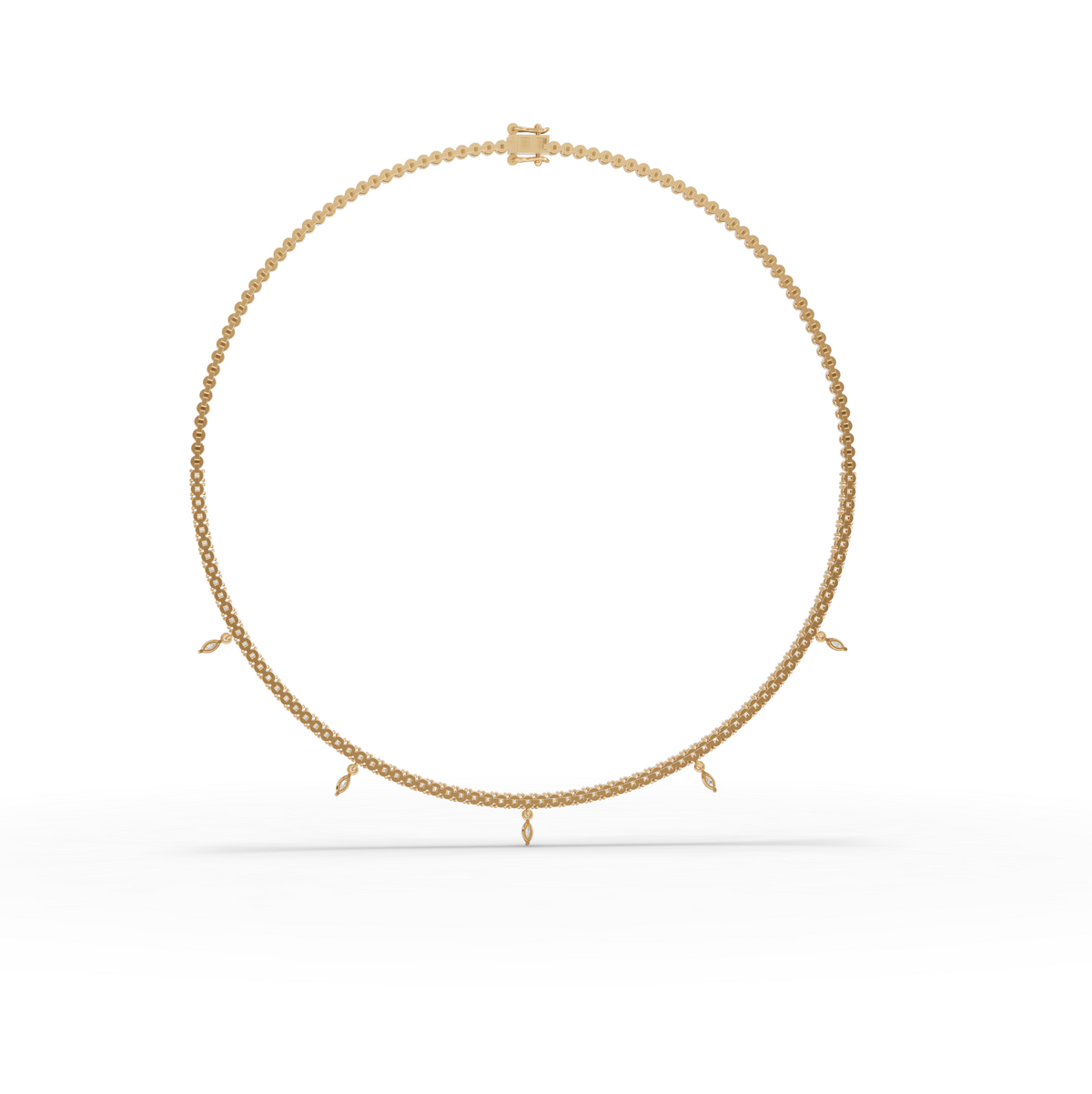 Marquise Charm Moissanite Diamond Tennis Necklace