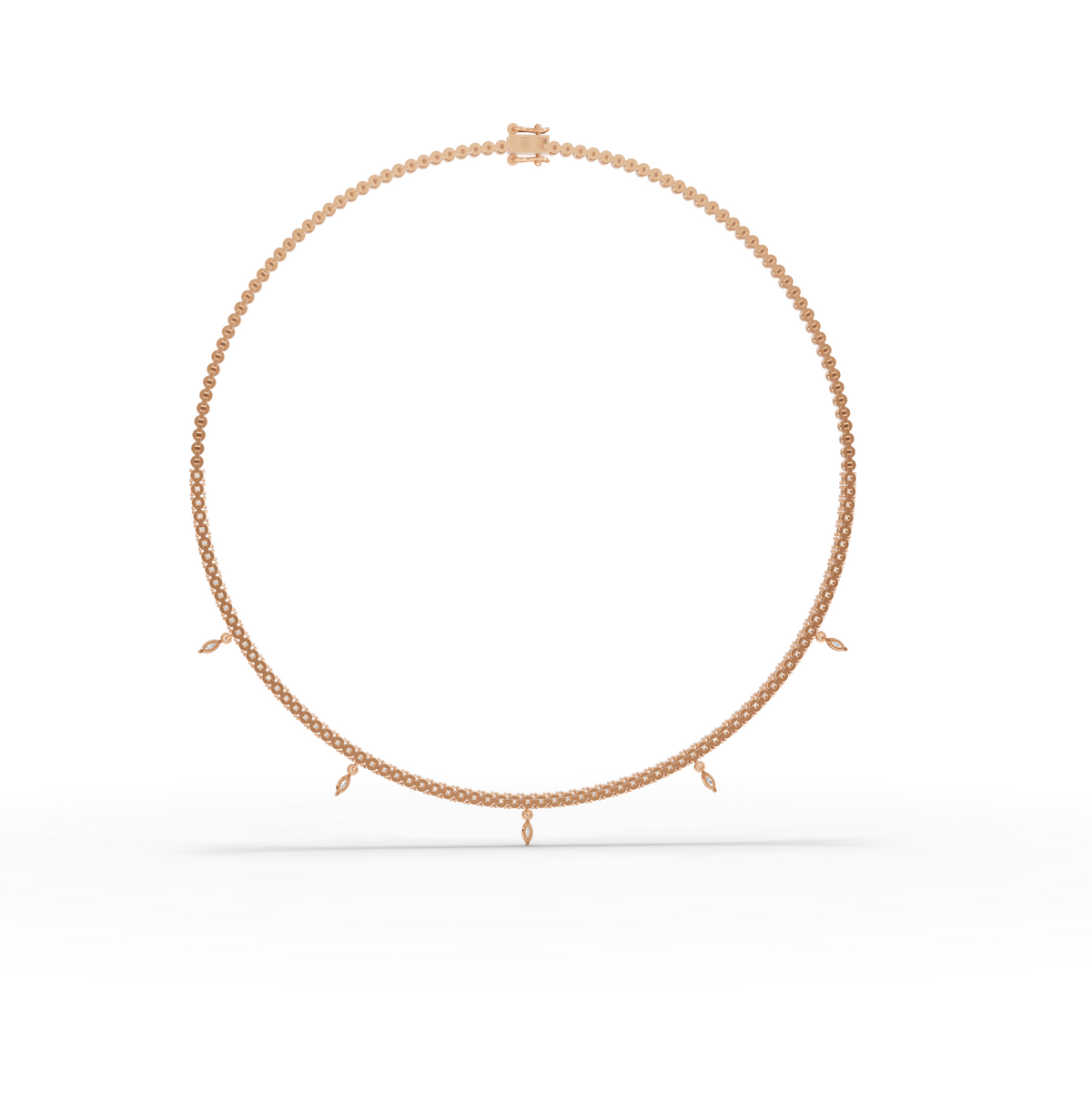 Marquise Charm Moissanite Diamond Tennis Necklace
