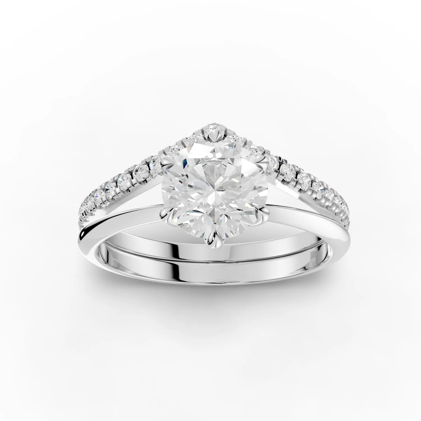 1 Carat Center Round Cut Moissanite Diamond Engagement Ring