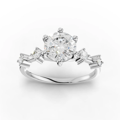 1 Carat Center Round Cut Moissanite Diamond Engagement Ring