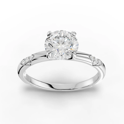 1 Carat Center Round Cut Moissanite Diamond Engagement Ring