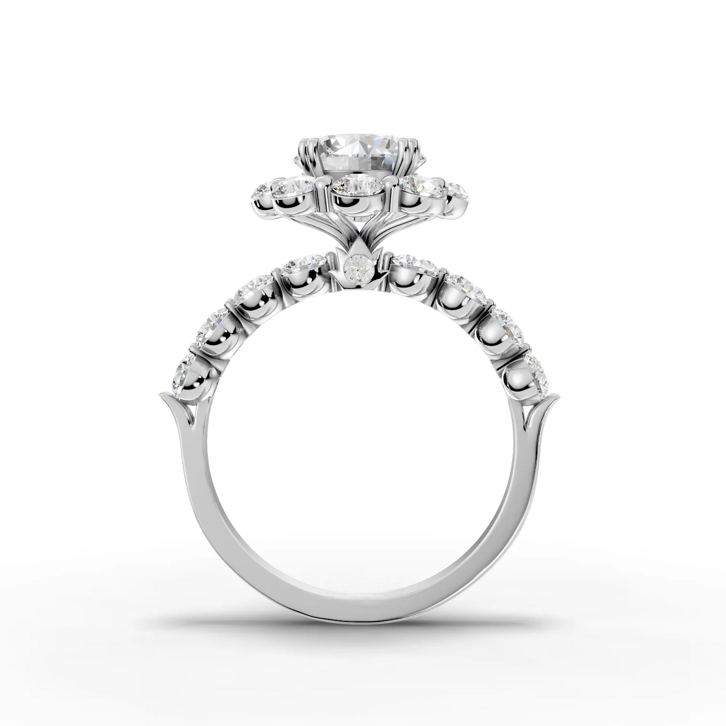 1.5 Carat Center Round Cut Moissanite Diamond Engagement Ring
