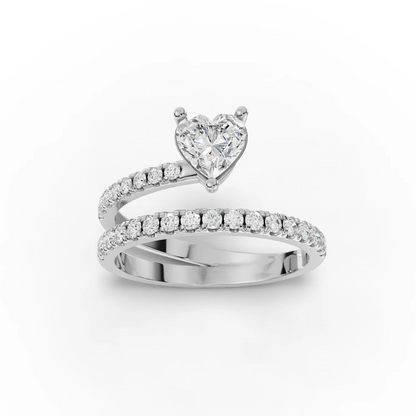 0.50 Carat Center Heart, Round Cut Moissanite Diamond Engagement Ring