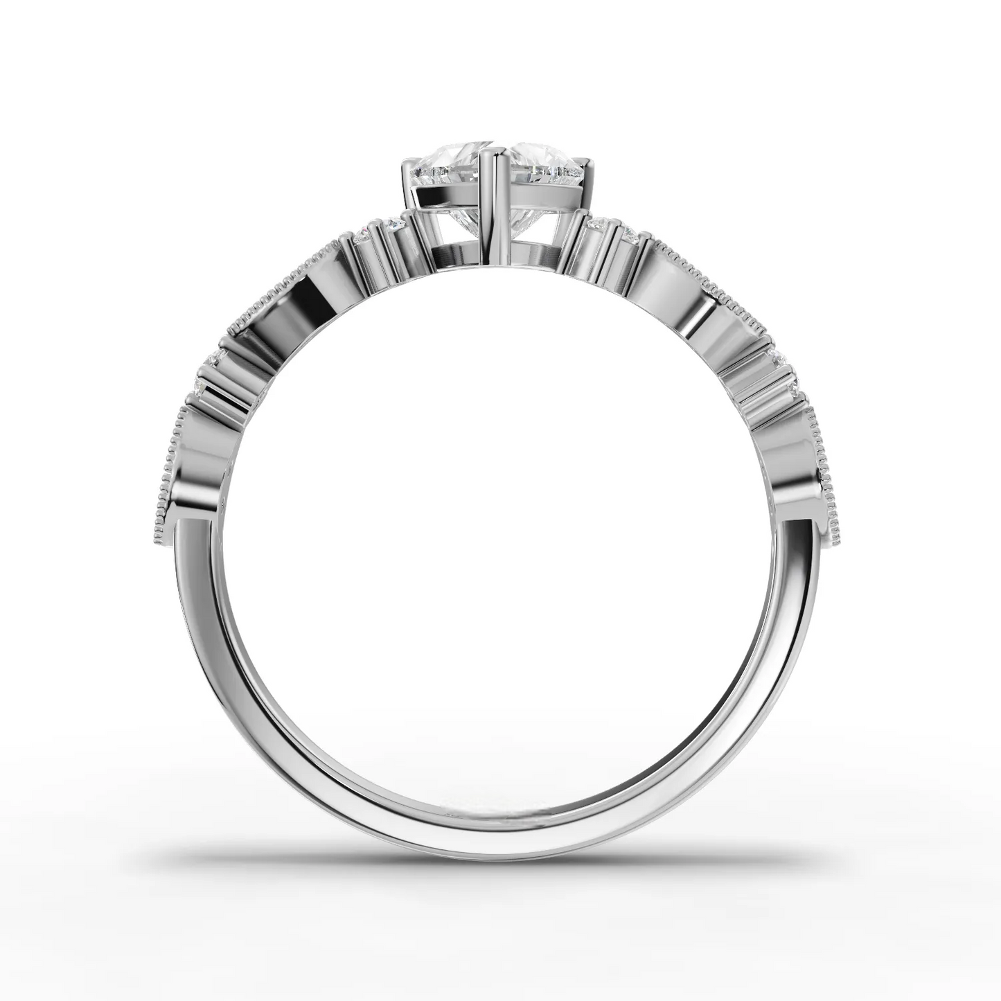 0.75 Carat Center Heart Cut Moissanite Diamond Engagement Ring
