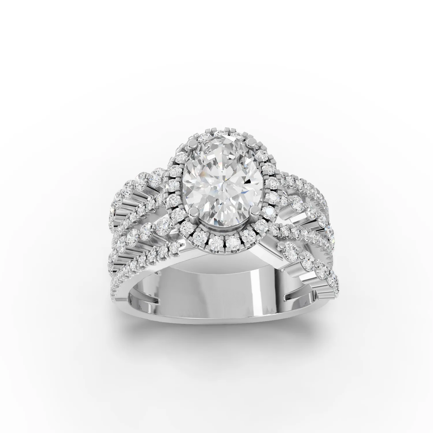 1.5 Carat Center Oval Cut Moissanite Diamond Engagement Ring