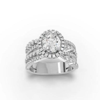 1.5 Carat Center Oval Cut Moissanite Diamond Engagement Ring