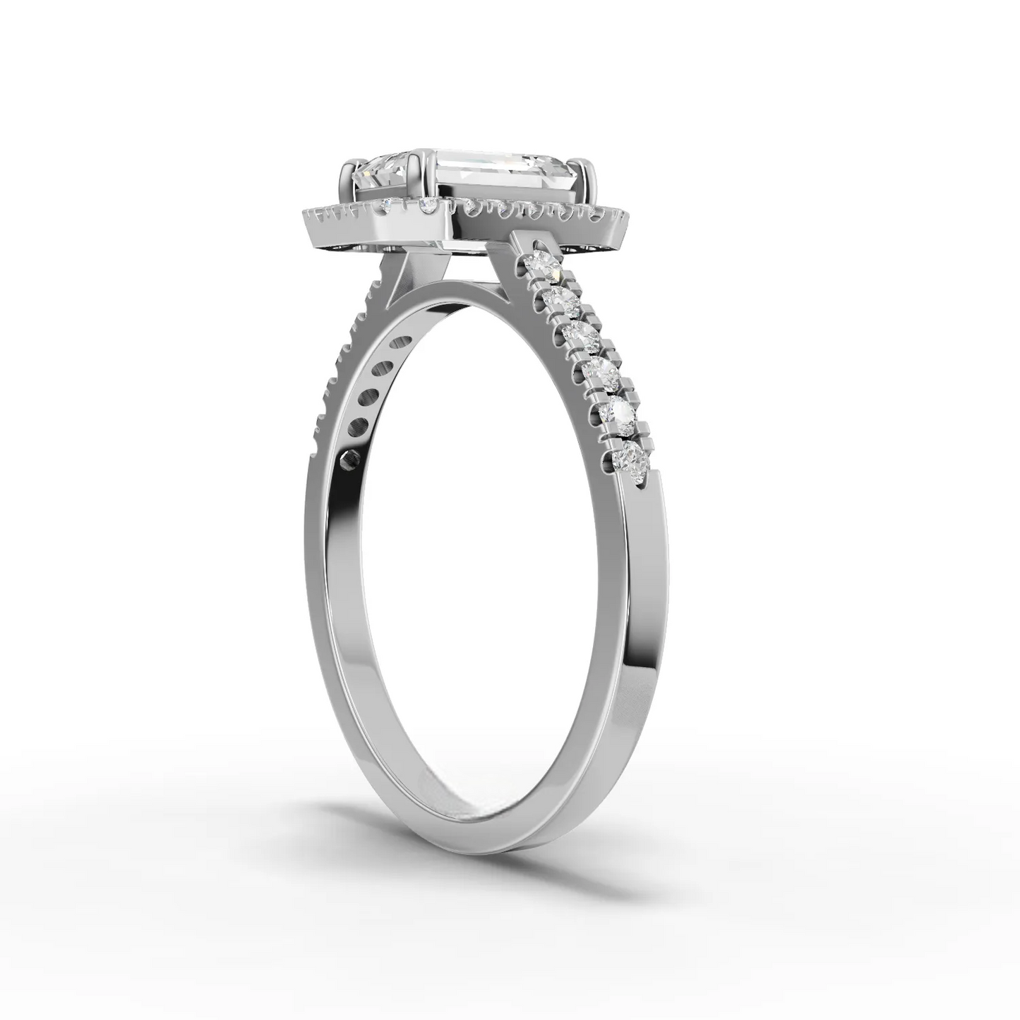 1 Carat Center Emerald Cut Moissanite Diamond Engagement Ring