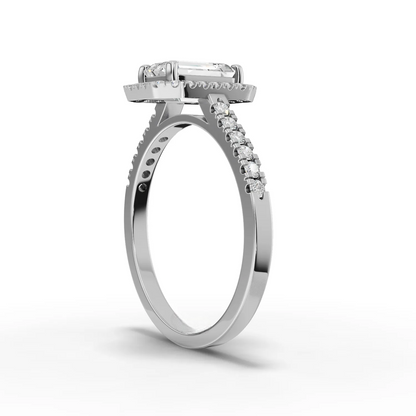 1 Carat Center Emerald Cut Moissanite Diamond Engagement Ring