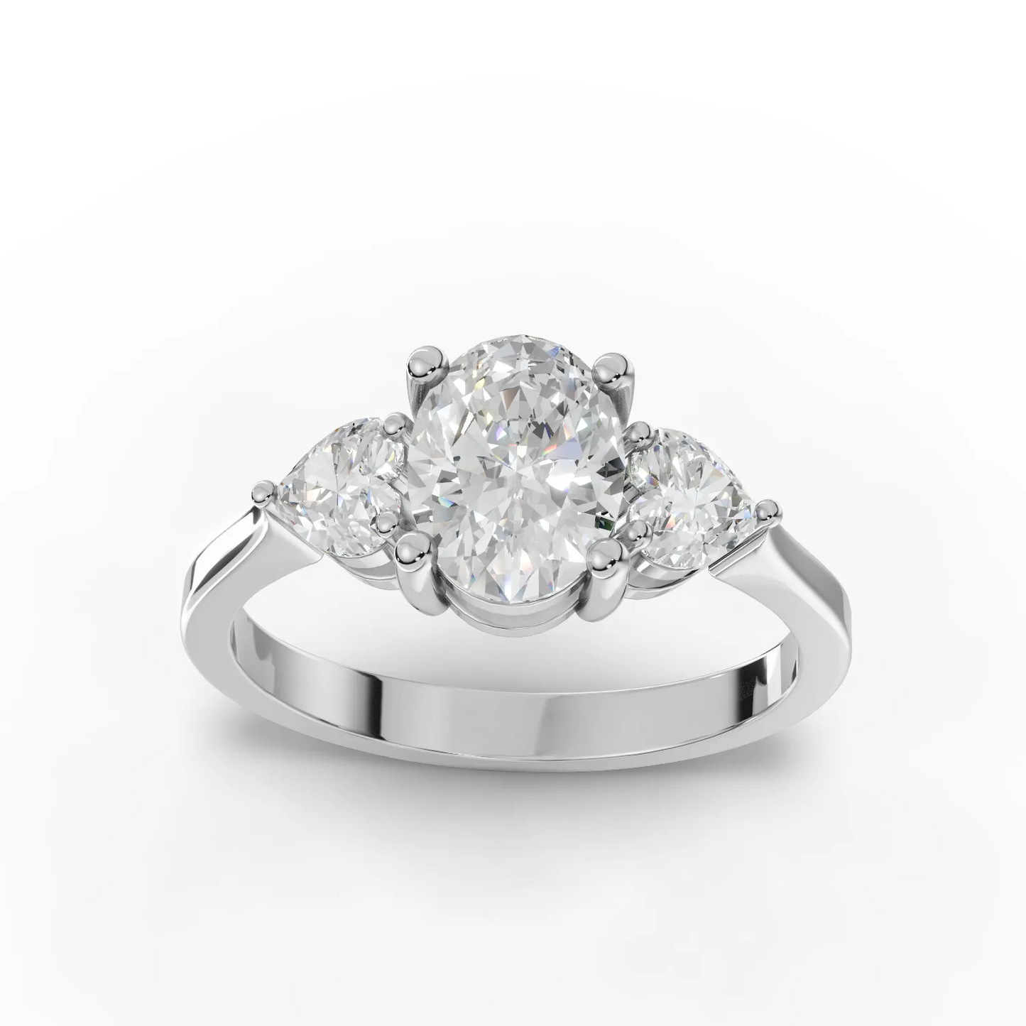 1 Carat Center Oval, Heart Cut Moissanite Diamond Engagement Ring