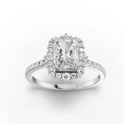1 Carat Center Radiant, Round Cut Moissanite Diamond Engagement Ring