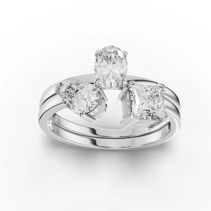 1.30 Carat Three-Stone Moissanite Diamond Ring Set