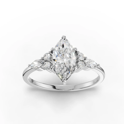 1 Carat Center Marquise Cut Moissanite Diamond Engagement Ring