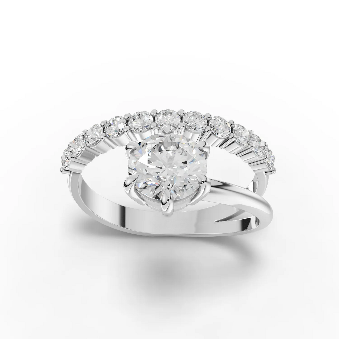 1 Carat Center Round Cut Moissanite Diamond Engagement Ring