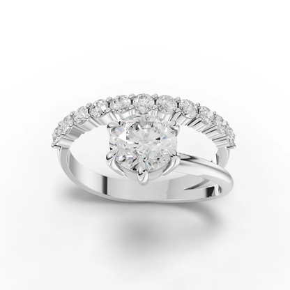 1 Carat Center Round Cut Moissanite Diamond Engagement Ring