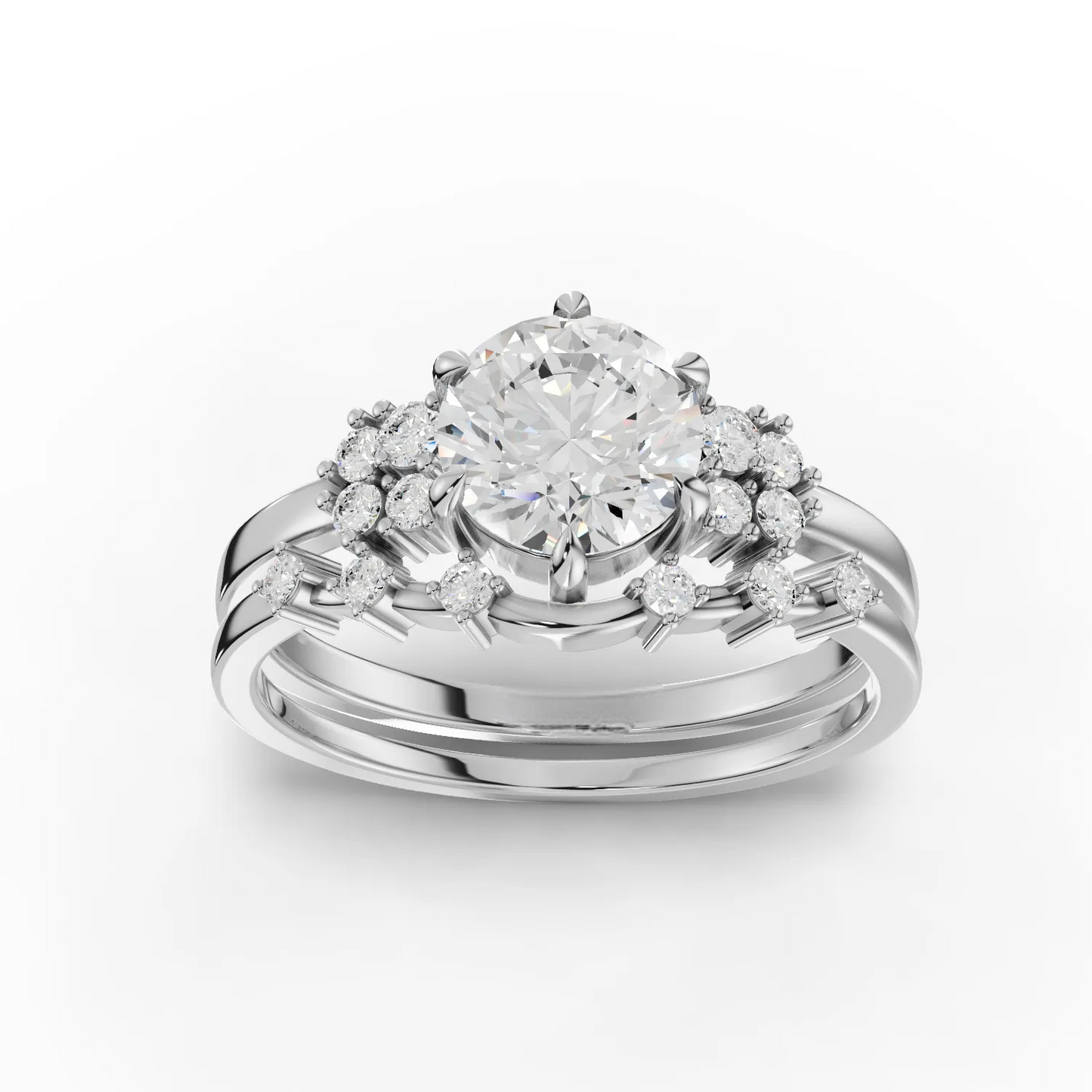 1 Carat Center Round Cut Moissanite Diamond Engagement Ring