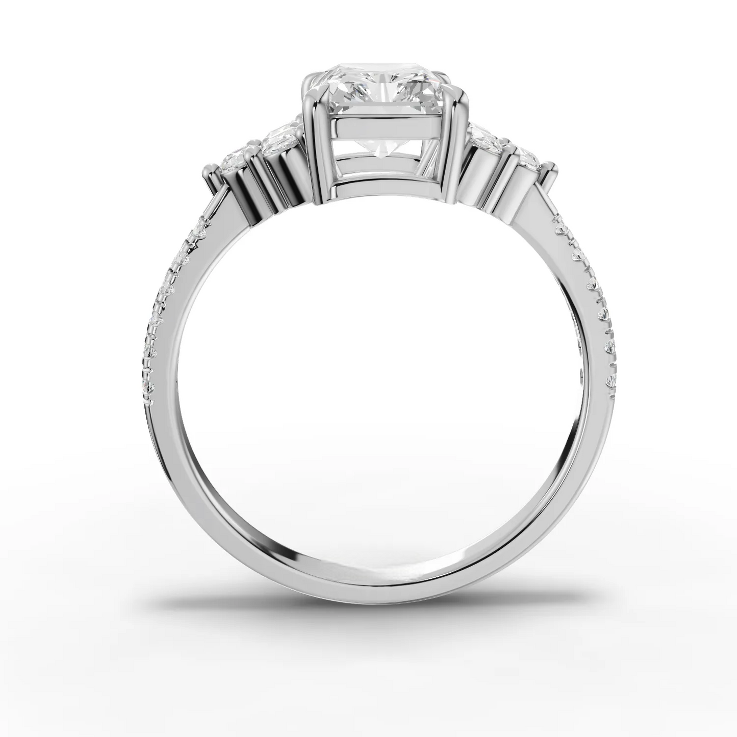 1.5 Carat Center Radiant Cut Moissanite Diamond Engagement Ring