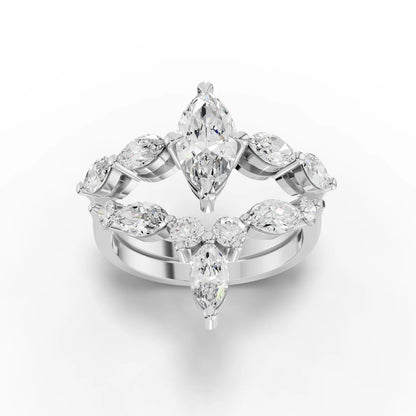 1 Carat Center Marquise Cut Moissanite Diamond Engagement Ring