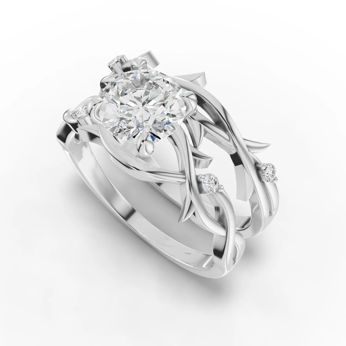 1 Carat Center Round Cut Moissanite Diamond Engagement Ring