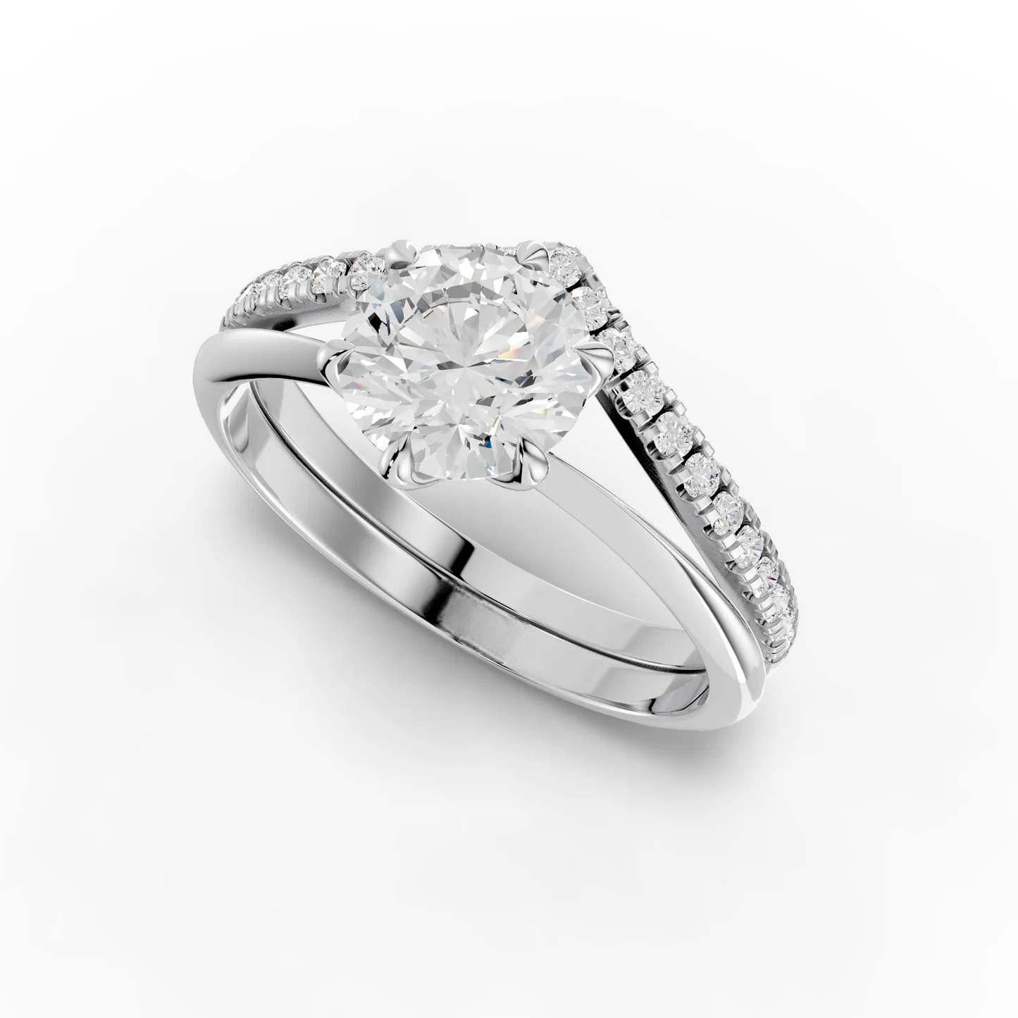 1 Carat Center Round Cut Moissanite Diamond Engagement Ring