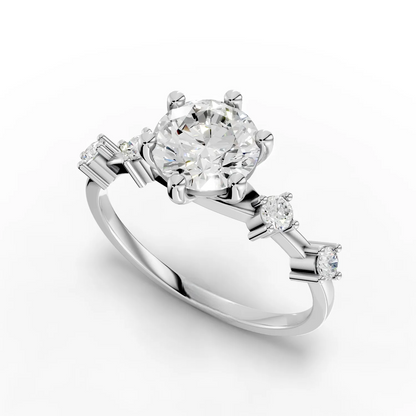 1 Carat Center Round Cut Moissanite Diamond Engagement Ring