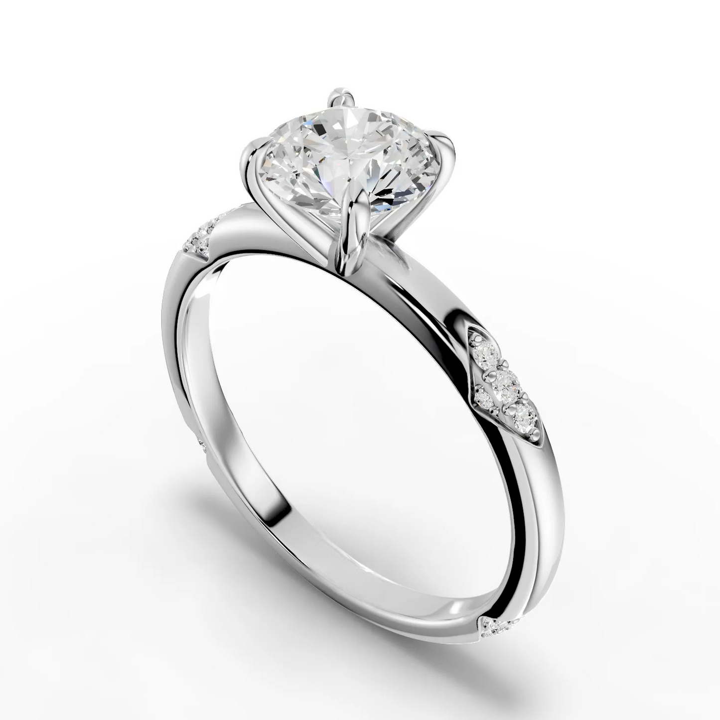 1 Carat Center Round Cut Moissanite Diamond Engagement Ring