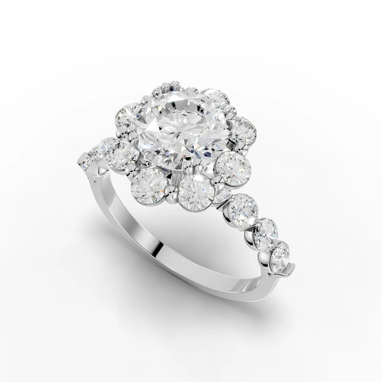 1.5 Carat Center Round Cut Moissanite Diamond Engagement Ring