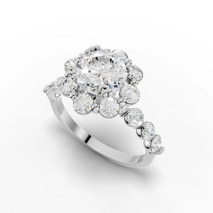 1.5 Carat Center Round Cut Moissanite Diamond Engagement Ring