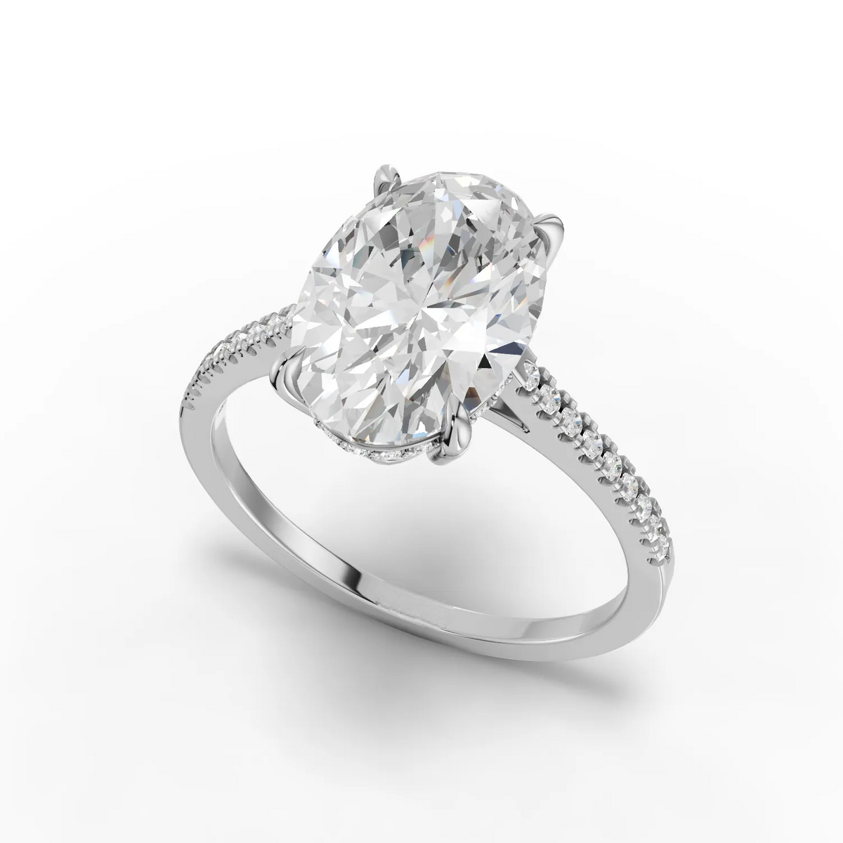 3 Carat Center Oval Cut Moissanite Diamond Engagement Ring
