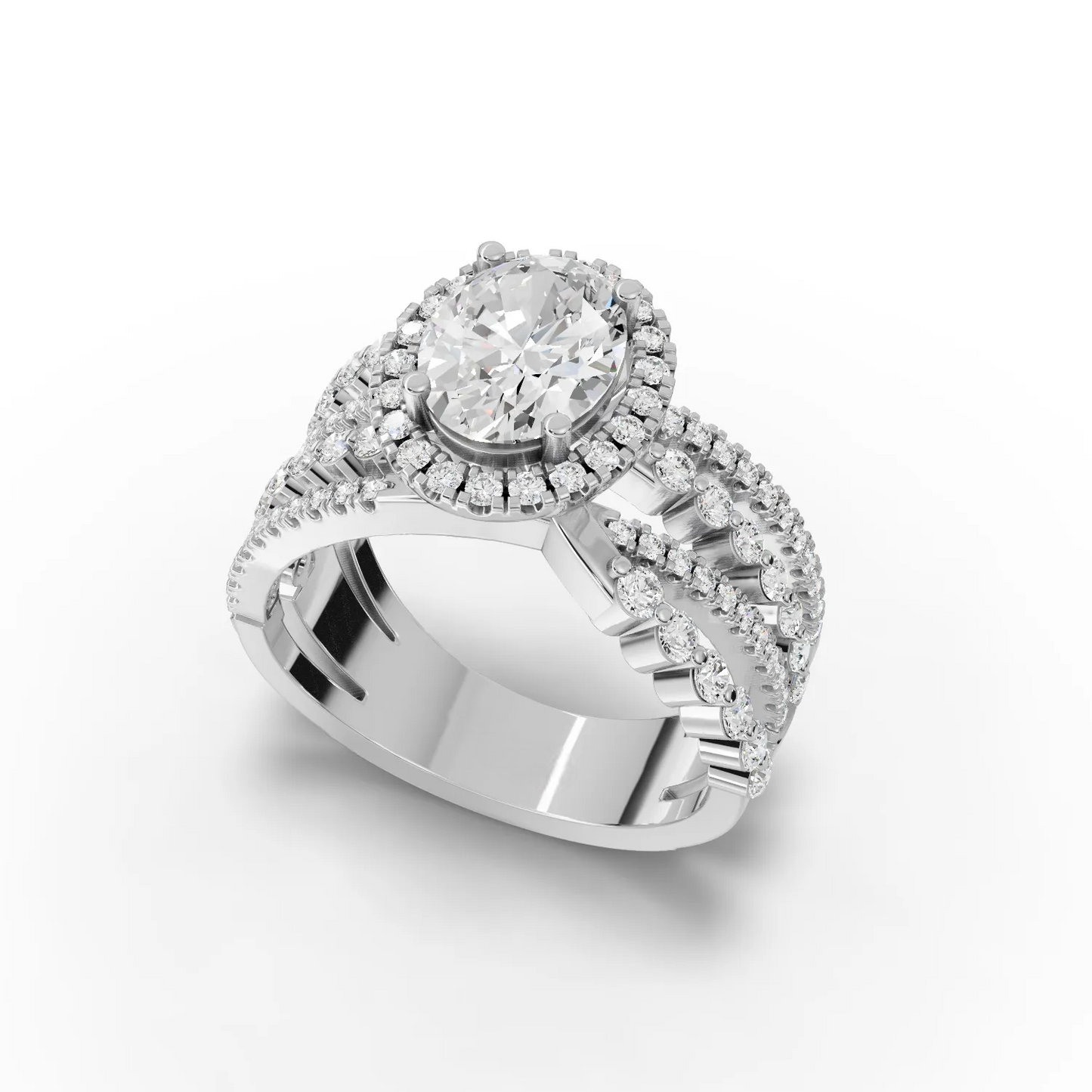 1.5 Carat Center Oval Cut Moissanite Diamond Engagement Ring