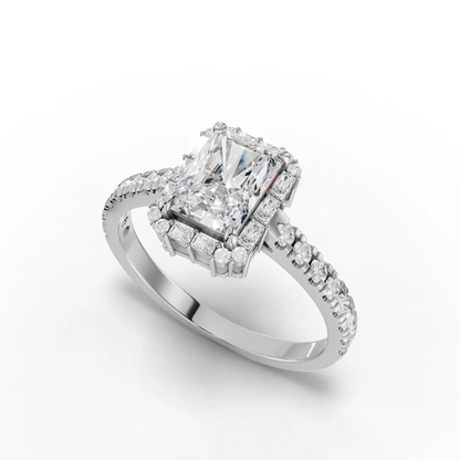 1 Carat Center Radiant, Baguette Cut Moissanite Diamond Engagement Ring