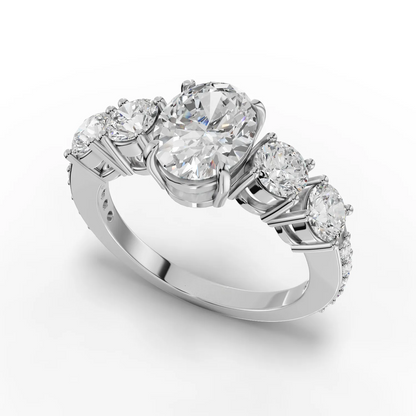 1 Carat Center Oval Cut Colorless Engagement Ring