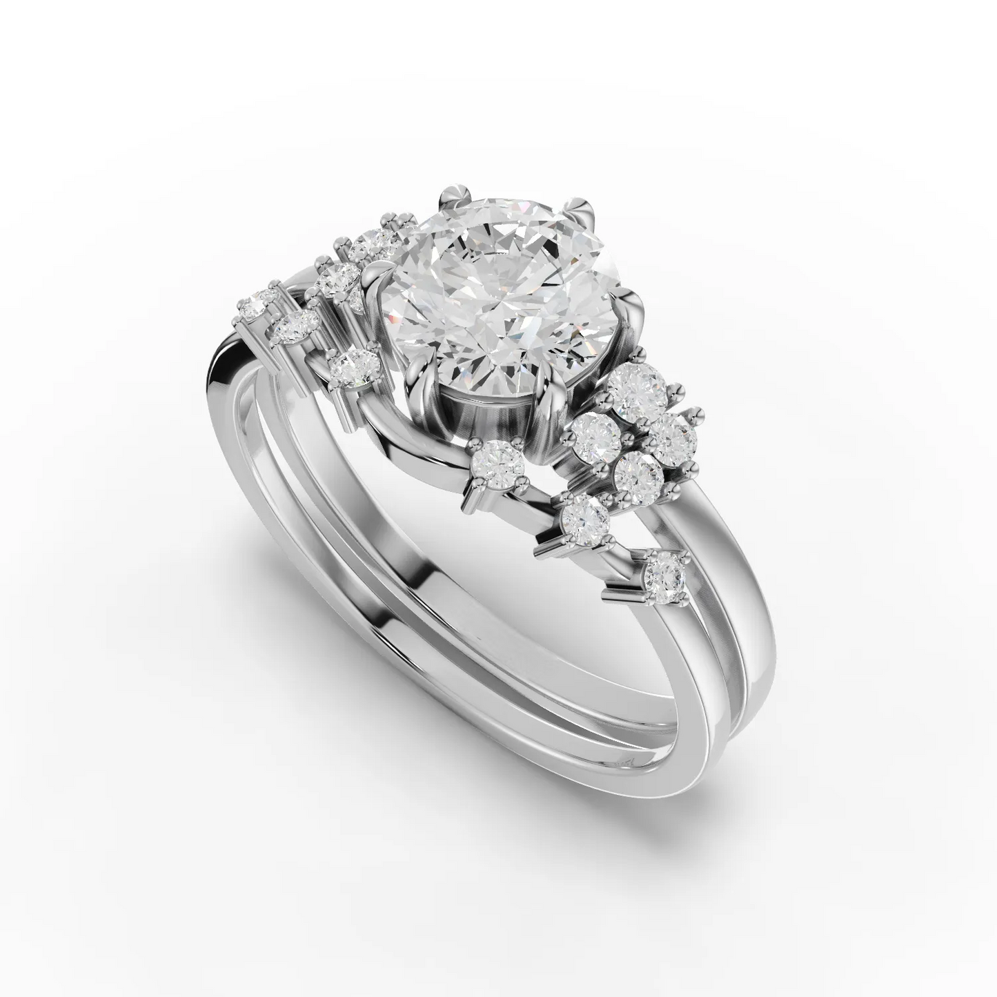 1 Carat Center Round Cut Moissanite Diamond Engagement Ring