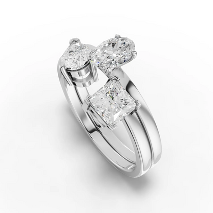 1.30 Carat Three-Stone Moissanite Diamond Ring Set