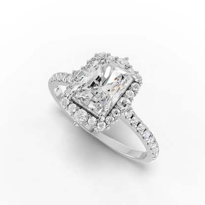 1 Carat Center Radiant, Round Cut Moissanite Diamond Engagement Ring