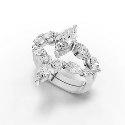 1 Carat Center Marquise Cut Moissanite Diamond Engagement Ring