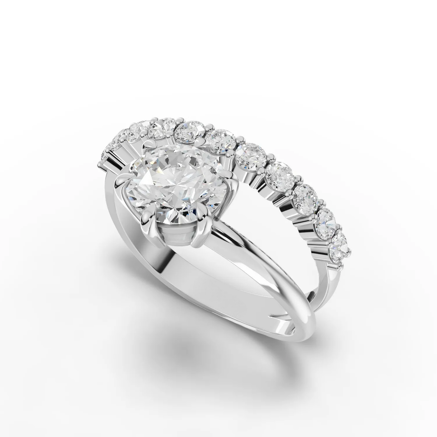 1 Carat Center Round Cut Moissanite Diamond Engagement Ring