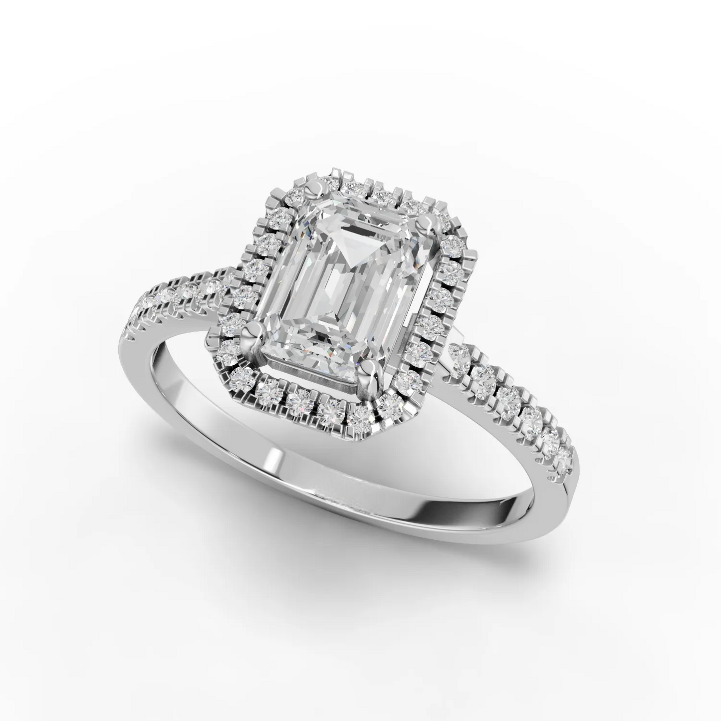 1 Carat Center Emerald Cut Moissanite Diamond Engagement Ring