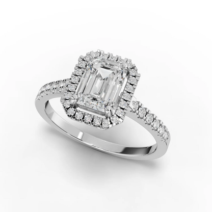 1 Carat Center Emerald Cut Moissanite Diamond Engagement Ring
