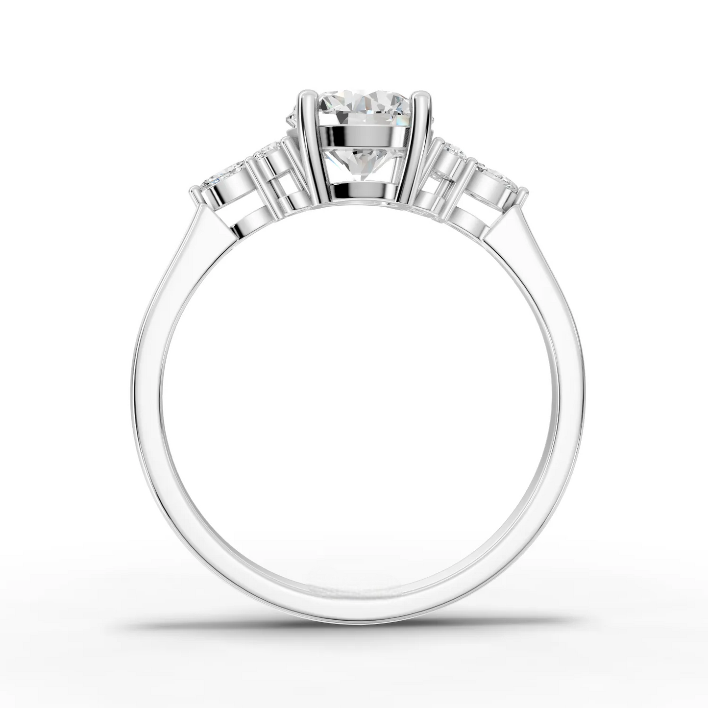 1 Carat Center Round, Marquise cut, Moissanite Diamond Engagement Ring