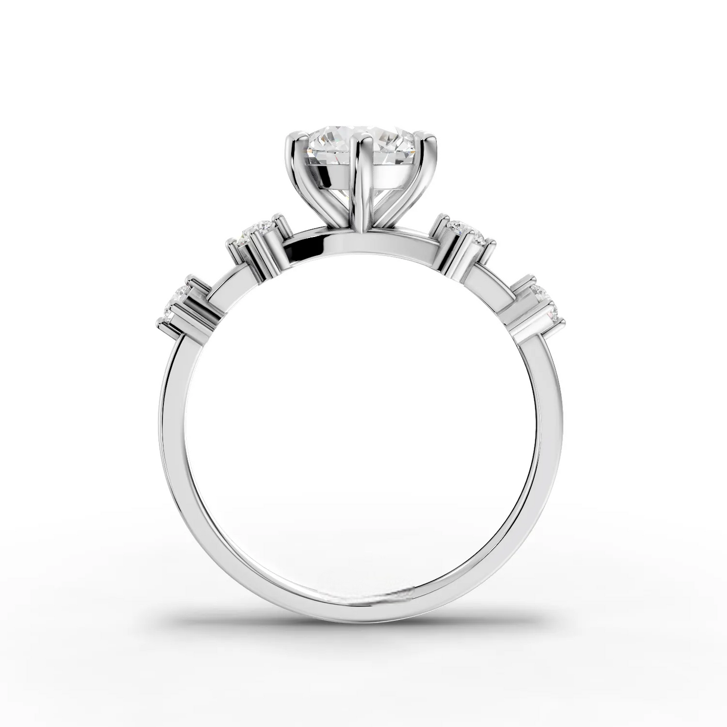 1 Carat Center Round Cut Moissanite Diamond Engagement Ring