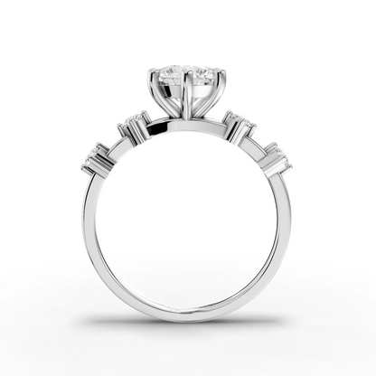1 Carat Center Round Cut Moissanite Diamond Engagement Ring