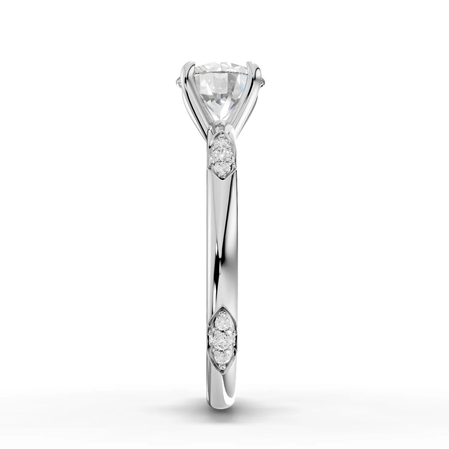 1 Carat Center Round Cut Moissanite Diamond Engagement Ring
