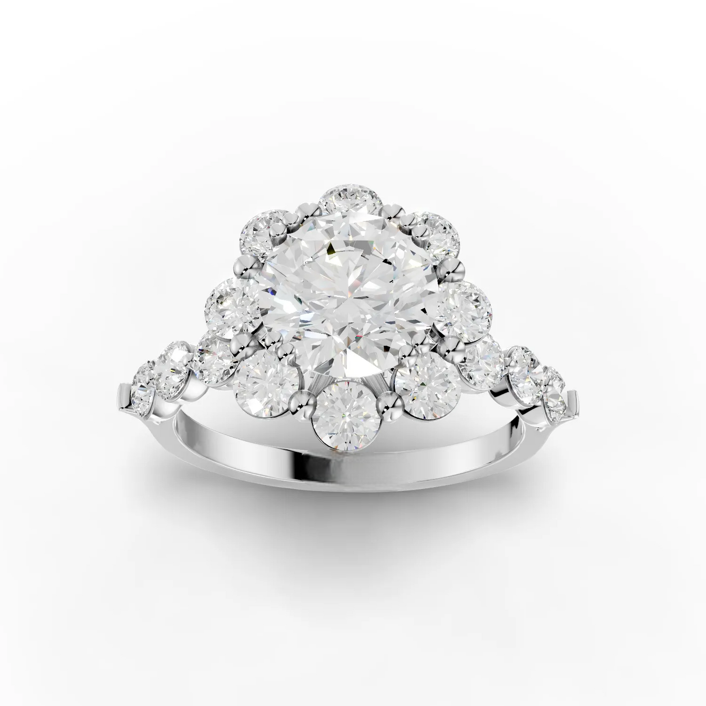 1.5 Carat Center Round Cut Moissanite Diamond Engagement Ring