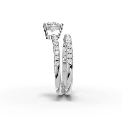 0.50 Carat Center Heart, Round Cut Moissanite Diamond Engagement Ring