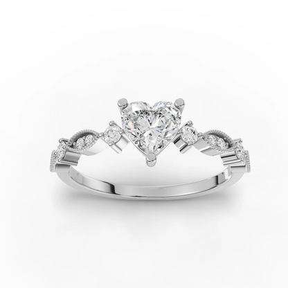 0.75 Carat Center Heart Cut Moissanite Diamond Engagement Ring