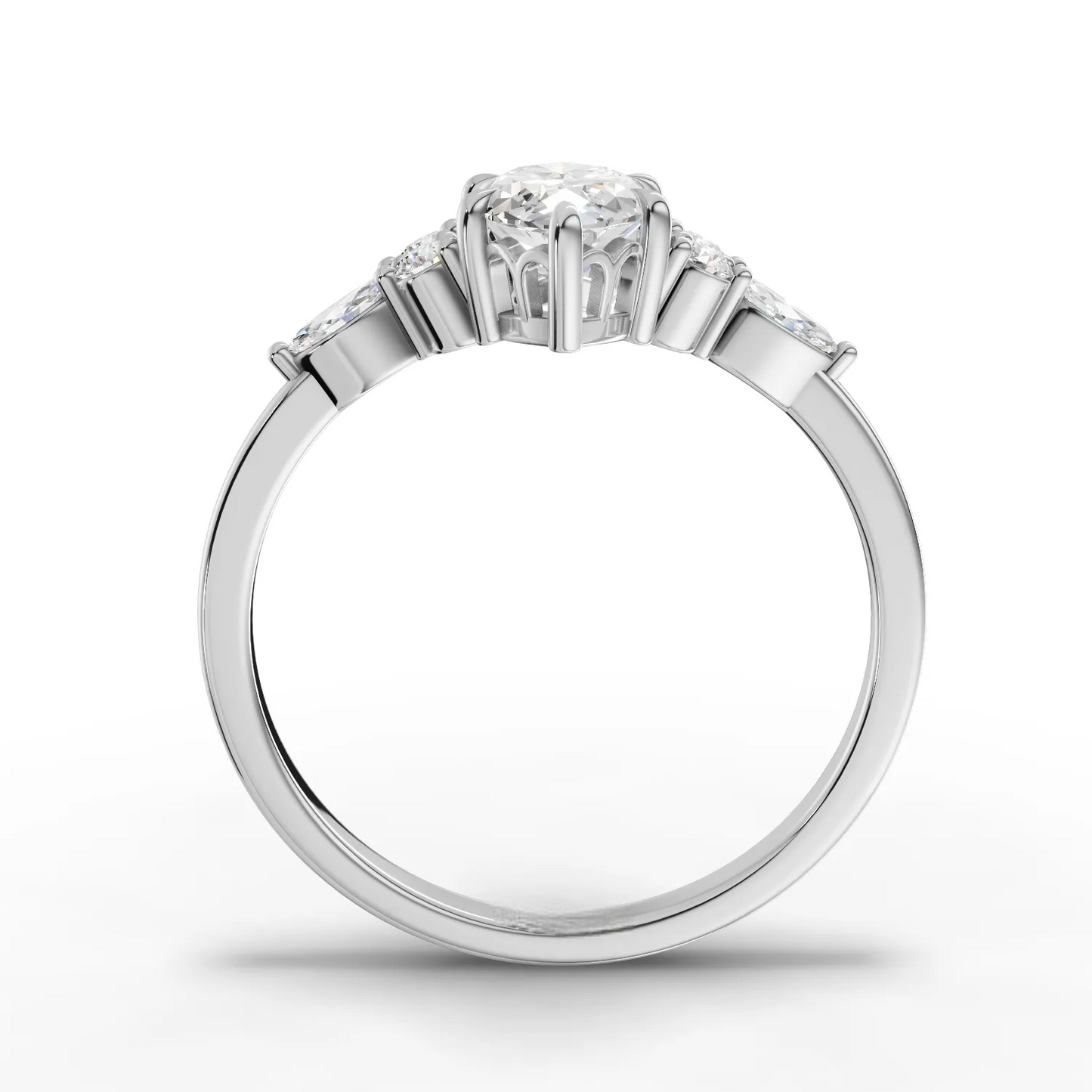 1 Carat Center Marquise Cut Moissanite Diamond Engagement Ring