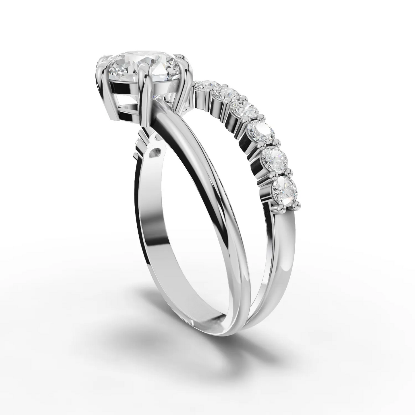 1 Carat Center Round Cut Moissanite Diamond Engagement Ring