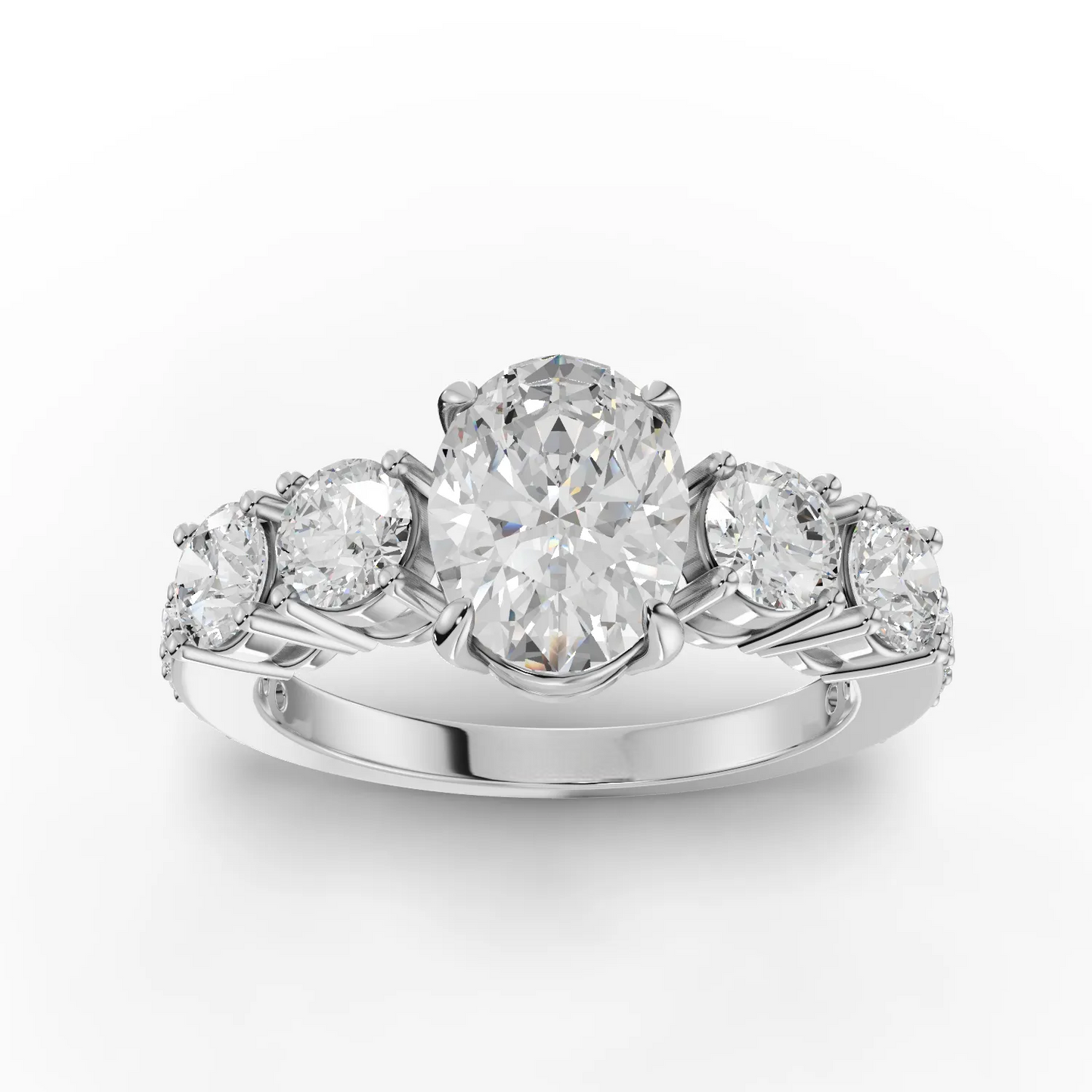 1 Carat Center Oval Cut Colorless Engagement Ring
