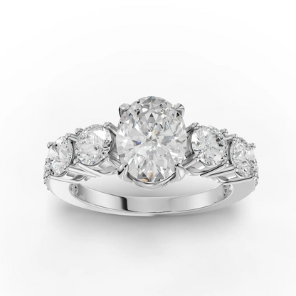1 Carat Center Oval Cut Colorless Engagement Ring