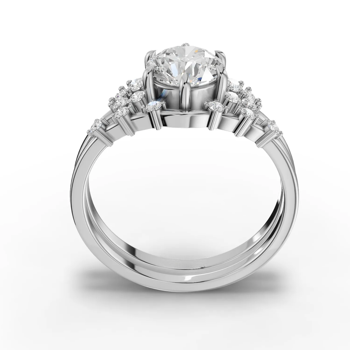 1 Carat Center Round Cut Moissanite Diamond Engagement Ring